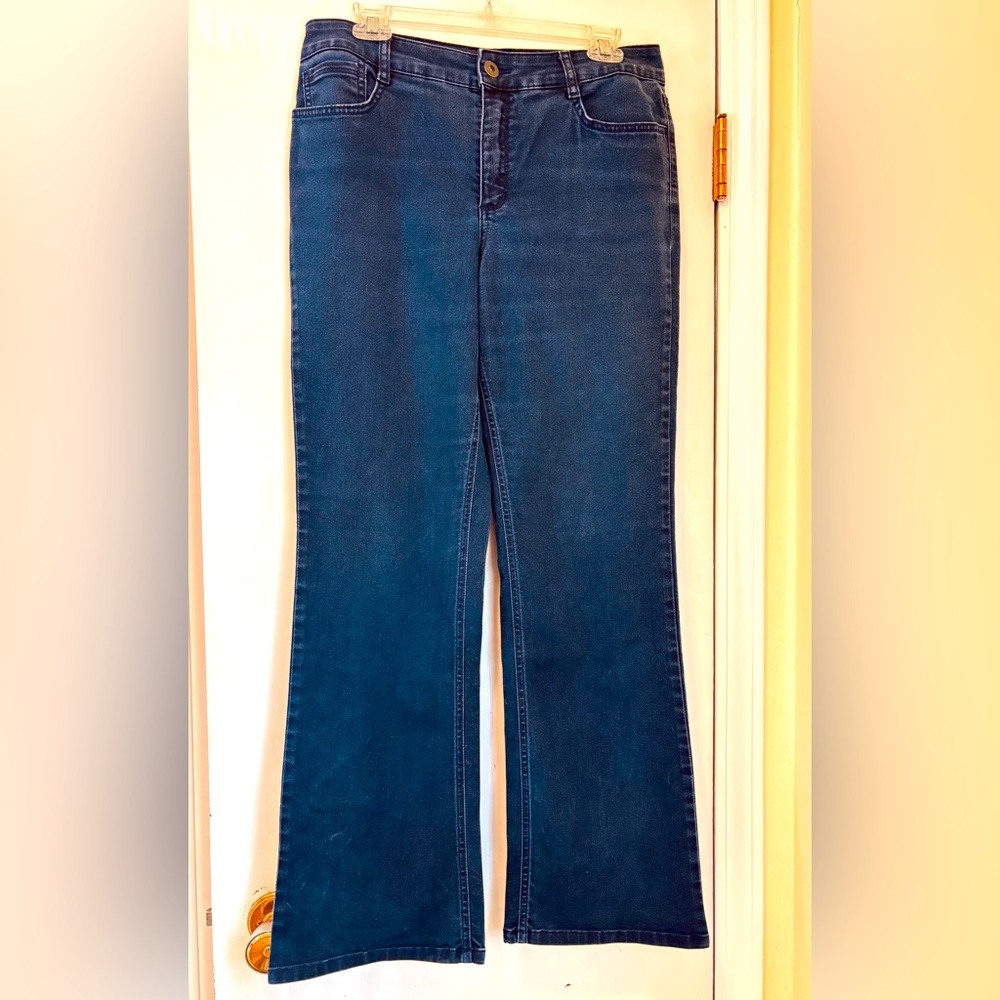 Laura Ashley Straight Leg Embellished Blue Denim Stretchy Jeans size 12